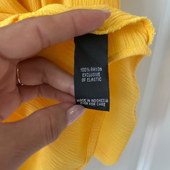 BCX Yellow Off-Shoulder Embroidered Boho Top - Picture 7 of 9